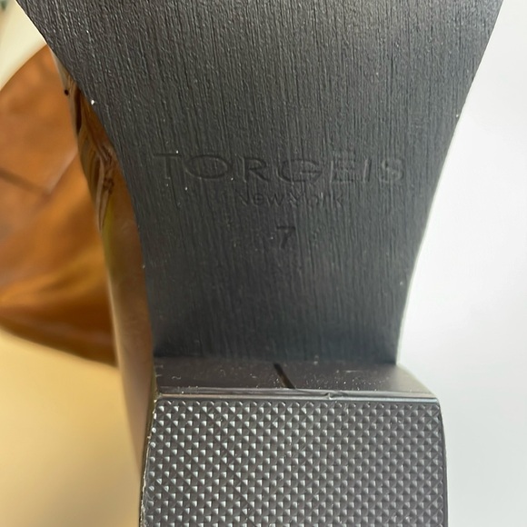 Torgeis vegan leather brown pull up boots size 7 - Picture 4 of 6